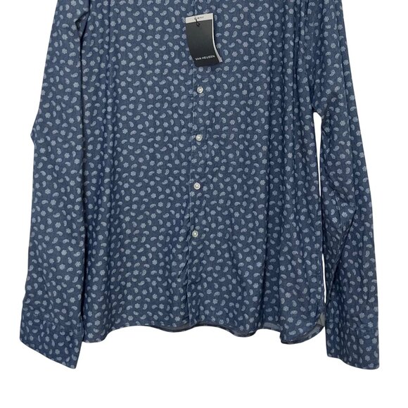 Van Heusen Button Front Shirt Mens Size 18-18.5 Blue New Slim Fit Never Tuck - Picture 4 of 11